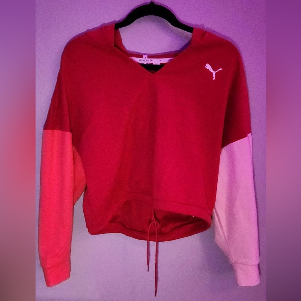 Two Toned Adjustable Cropped Hoodie